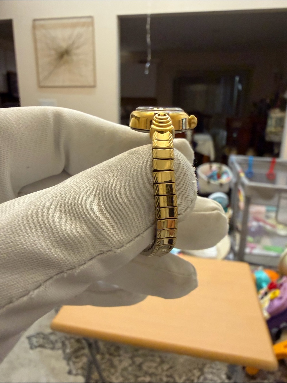 Vintage Timex Ladies Watch Gold Tone Oval Cocktail Dress Quartz Expansion Band - Picture 6 of 12